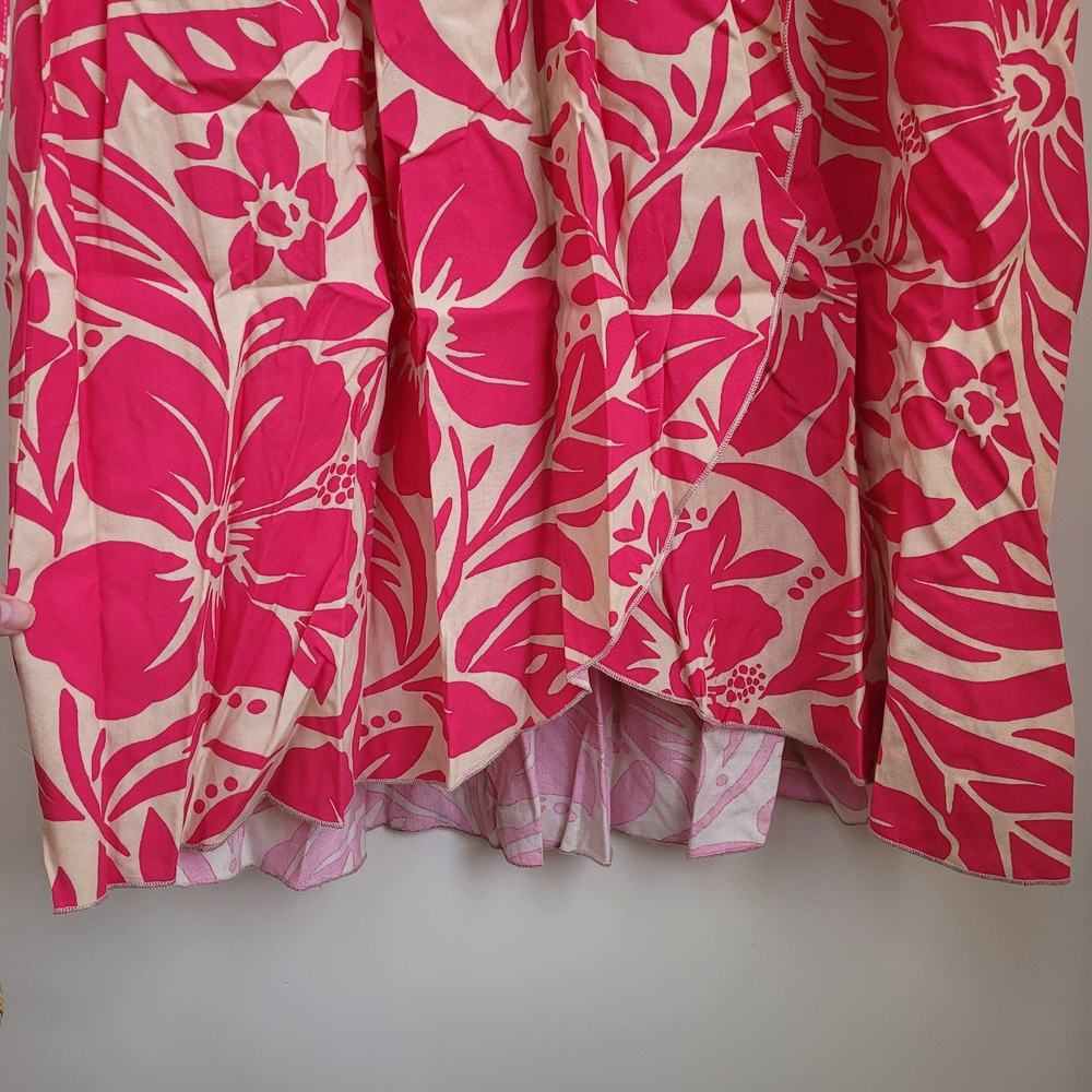 Patrons of Peace Magenta and Cream Floral Maxi Wrap Dress Size L - Picture 5 of 15